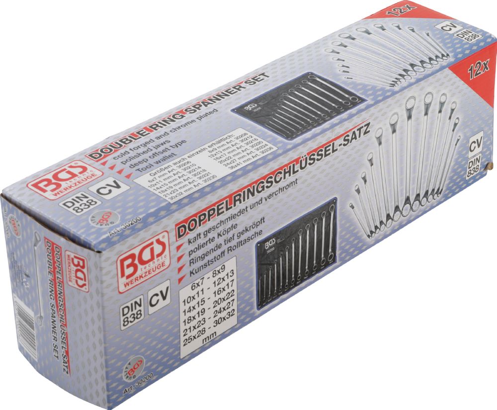 Produktbild BGS Doppel Ringschlüssel Satz 6 - 32 mm 12 teilig tief gekröpft bild 5