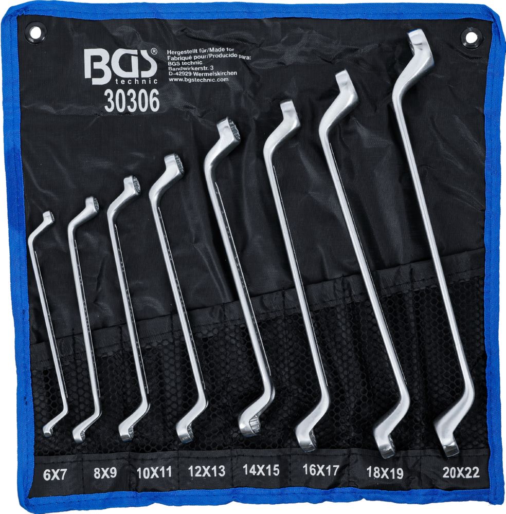 Produktbild BGS Doppel Ringschlüssel Satz 6 x 7 - 20 x 22 mm 8 teilig tief gekröpft bild 1
