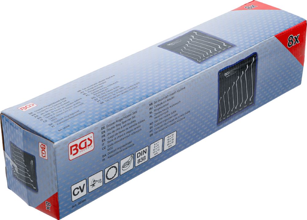 Produktbild BGS Doppel Ringschlüssel Satz 6 x 7 - 20 x 22 mm 8 teilig tief gekröpft bild 6