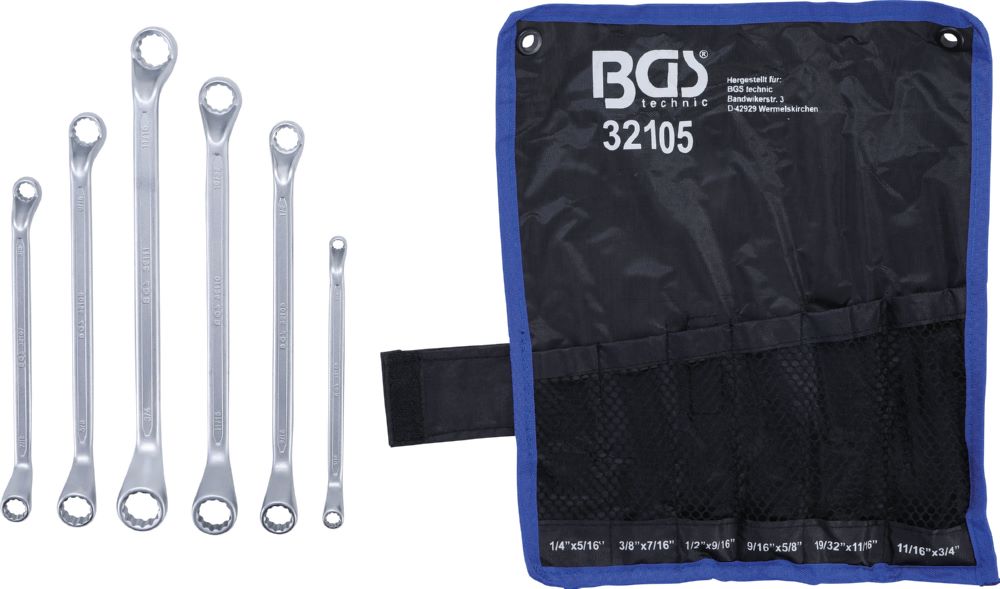 Produktbild BGS Doppel Ringschlüssel Satz 1/4 Zoll - 3/4 Zoll 6 teilig tief gekröpft bild 3