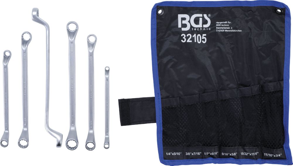 Produktbild BGS Doppel Ringschlüssel Satz 1/4 Zoll - 3/4 Zoll 6 teilig tief gekröpft bild 4