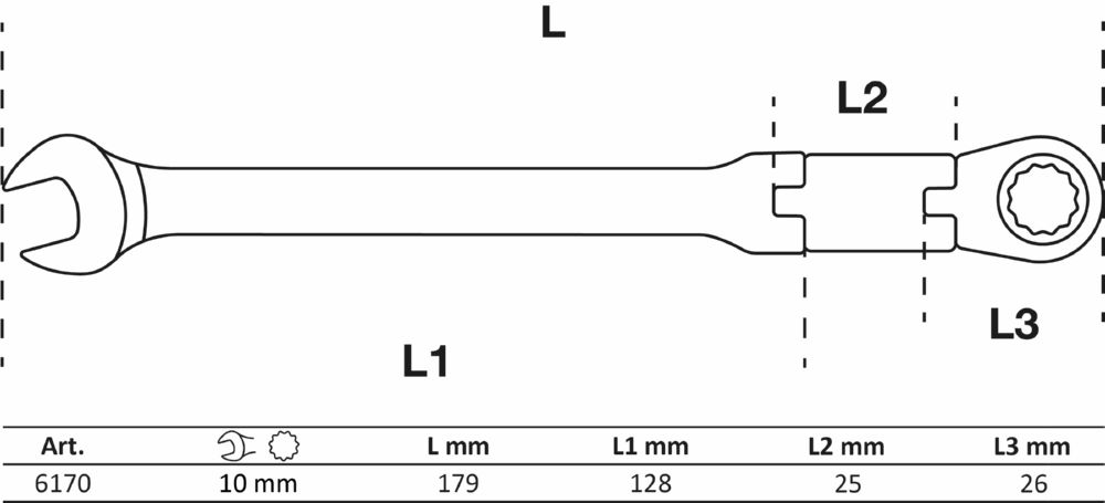 Produktbild BGS Doppelgelenk Ratschenring Maulschlüssel 10 mm abwinkelbar bild 2