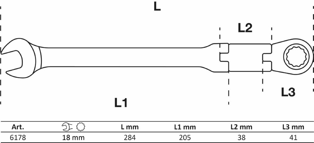 Produktbild BGS Doppelgelenk Ratschenring Maulschlüssel 18 mm abwinkelbar bild 2