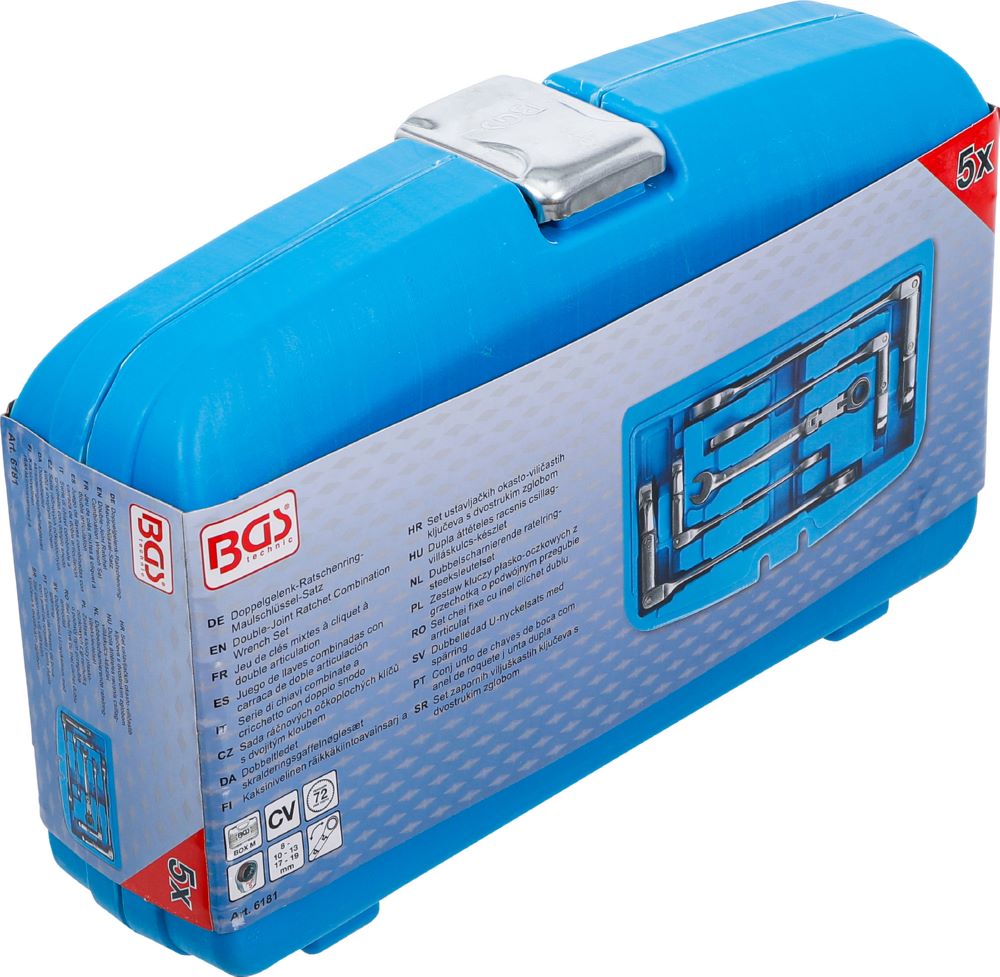 Produktbild BGS Doppelgelenk Ratschenring Maulschlüssel Satz 8 - 19 mm 5 teilig abwinkelbar bild 8