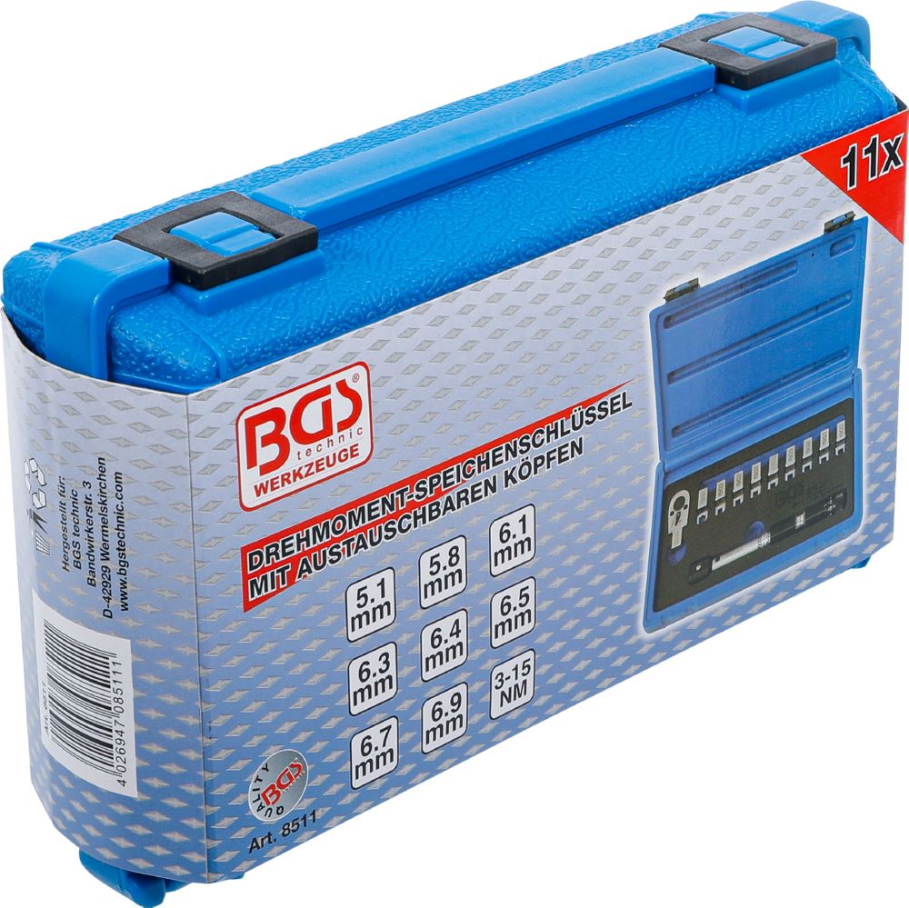 Produktbild BGS Drehmoment Speichenschlüssel austauschbare Köpfe 3 - 15 Nm bild 6