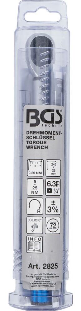 Produktbild BGS Drehmomentschlüssel 5 - 25 Nm Abtrieb Außenvierkant 6,3 mm 1/4 Zoll bild 7