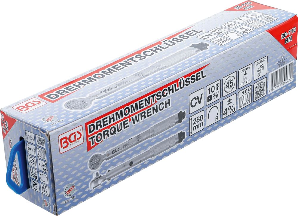 Produktbild BGS Drehmomentschlüssel 20 - 110 Nm Abtrieb Außenvierkant 10 mm 3/8 Zoll bild 7
