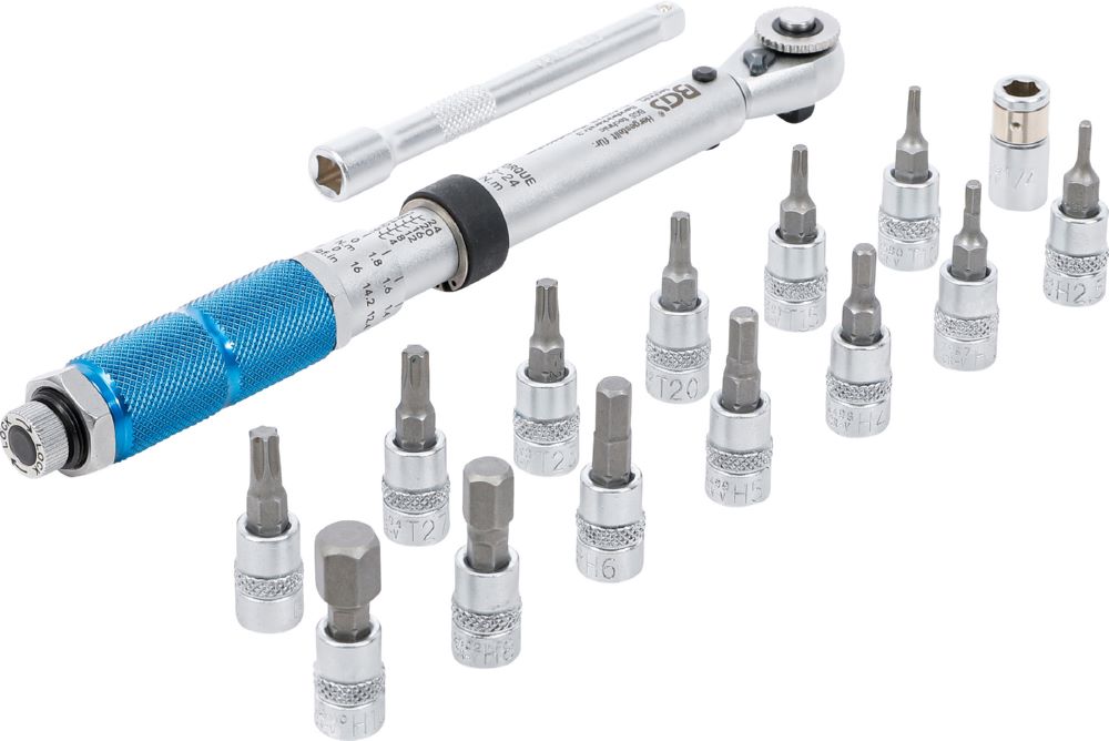 Produktbild BGS Drehmomentschlüssel Satz 3 - 24 Nm 16 Teilig Außenvierkant 6,3 mm 1/4 Zoll bild 4