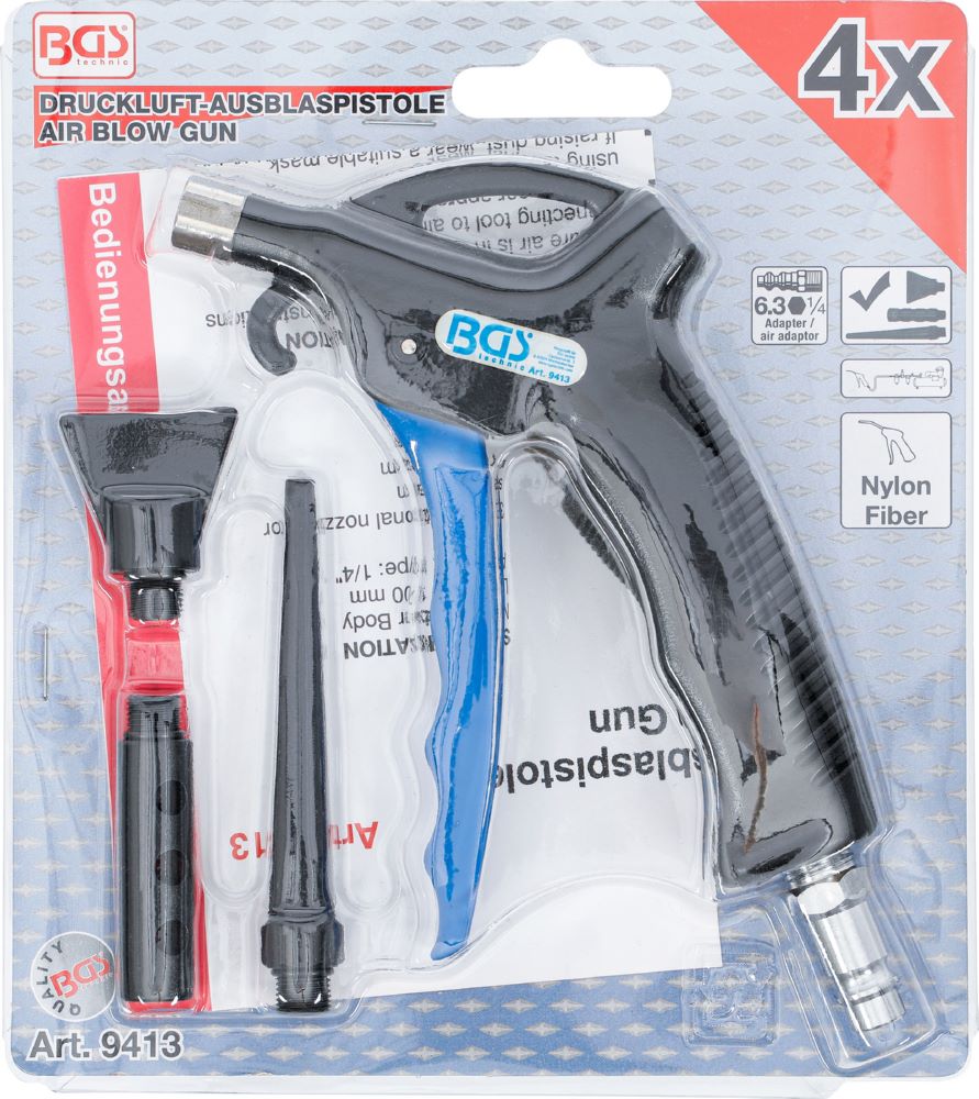 Produktbild BGS Druckluft Ausblaspistole mit 3 Aufsätzen bild 6