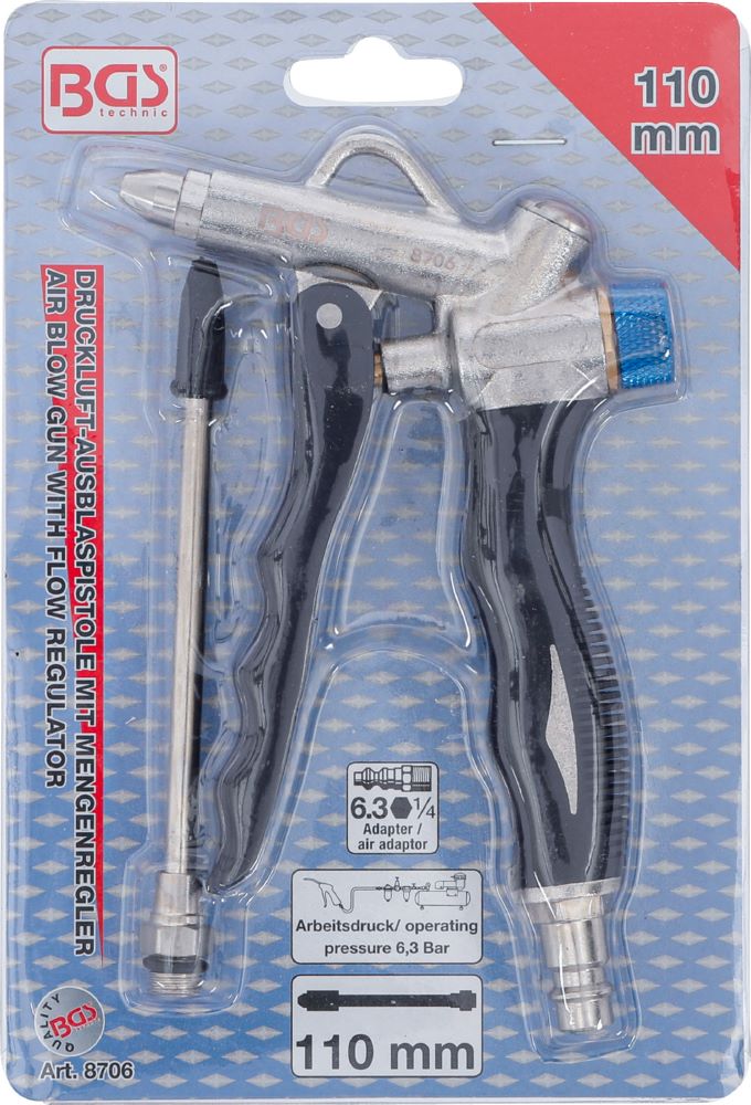 Produktbild BGS Druckluft Ausblaspistole mit Mengenregler 6,3 - 10,0 bar bild 6