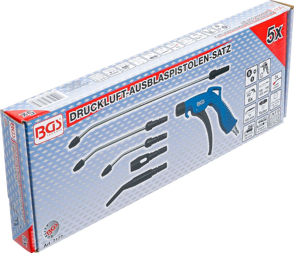 Produktbild BGS Druckluft Ausblaspistolen Satz mit 5 Aufsätzen 11-15,2 bar bild 10