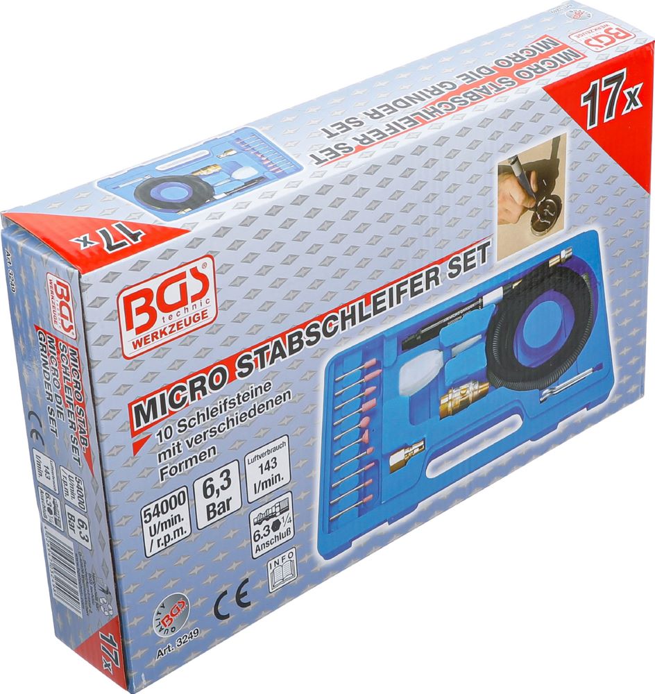 Produktbild BGS Druckluft Micro Stabschleifer Satz 17 teilig bild 7