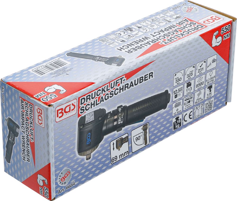 Produktbild BGS Druckluft Schlagschrauber abgewinkelt 12,5 mm 1/2 Zoll 550 Nm bild 5