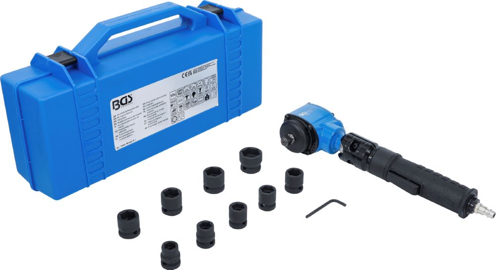 Produktbild BGS Druckluft Schlagschrauber Satz 12,5 mm 1/2 Zoll 650 Nm 10 Teilig abgewinkelt