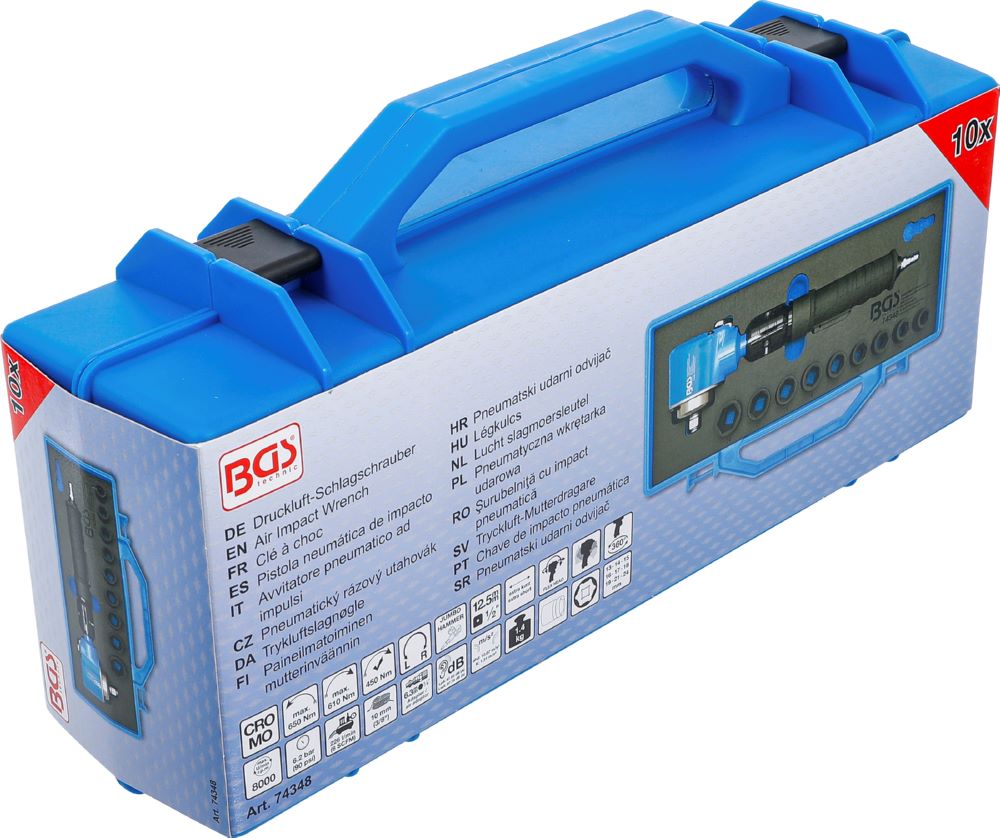 Produktbild BGS Druckluft Schlagschrauber Satz 12,5 mm 1/2 Zoll 650 Nm 10 Teilig abgewinkelt bild 10