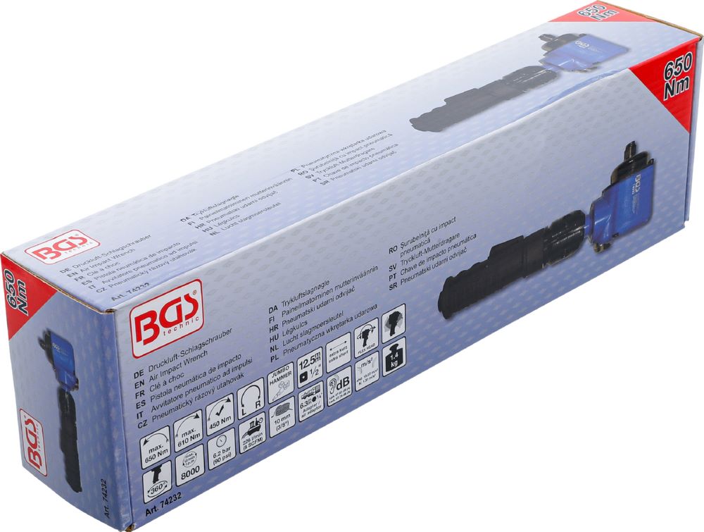 Produktbild BGS Druckluft Schlagschrauber 12,5 mm 1/2 Zoll 650 Nm mit dreh- und neigbarem Kopf bild 8