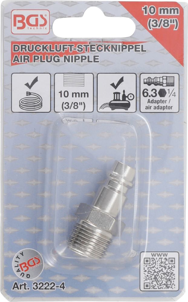 Produktbild Druckluft Stecknippel 10 mm 3/8 Zoll Außengewinde bild 2