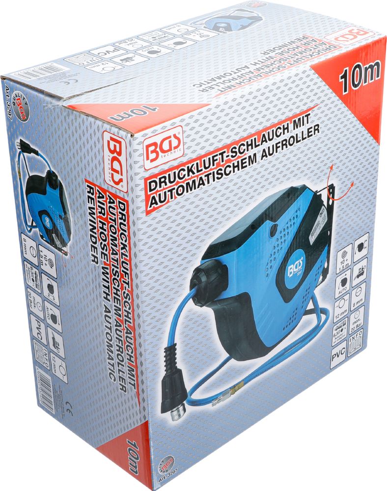 Produktbild BGS Druckluftschlauch mit Aufroller 10 Meter automatisch Außendurchmesser 12 mm bild 6