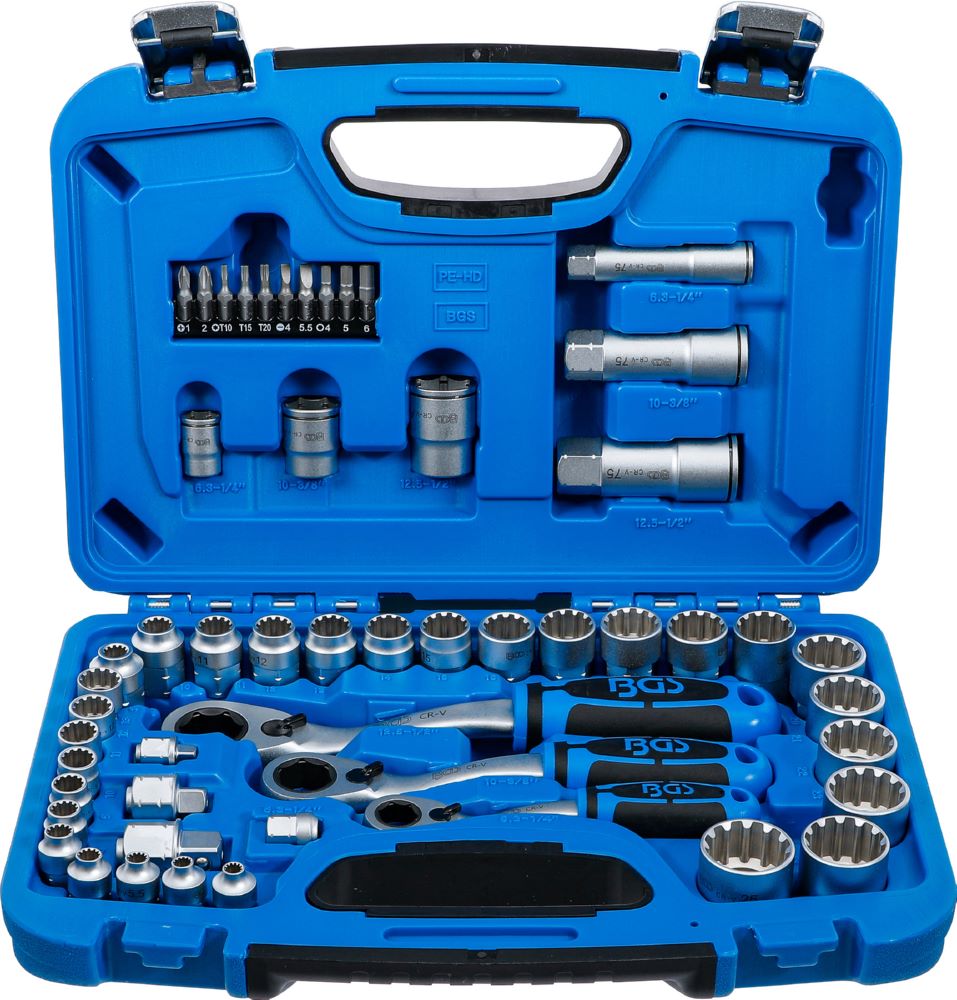 Produktbild BGS Durchsteck Steckschlüssel Satz 4,5 - 25 mm 52 teilig Gear Lock bild 1