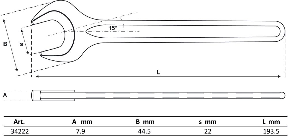 Produktbild BGS Einmaulschlüssel 22 mm DIN 894 bild 2