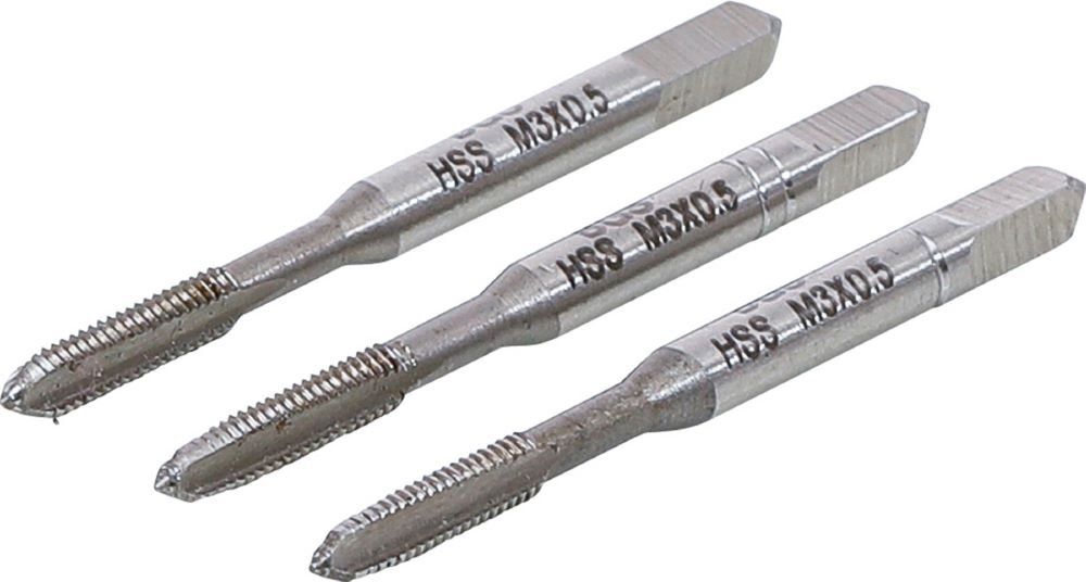 Produktbild BGS Gewindebohrer Satz Vor- Mittel- und Fertigschneider HSS-G M3 x 0,5 3 teilig