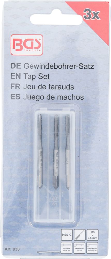 Produktbild Gewindebohrer Satz Vor- Mittel- und Fertigschneider HSS-G M3 x 0,5 3 teilig bild 4