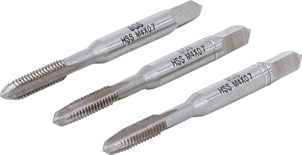 Produktbild BGS Gewindebohrer Satz Vor- Mittel- und Fertigschneider HSS-G M4 x 0,7 3 teilig