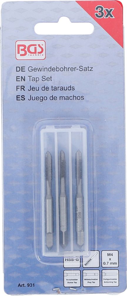 Produktbild Gewindebohrer Satz Vor- Mittel- und Fertigschneider HSS-G M4 x 0,7 3 teilig bild 4