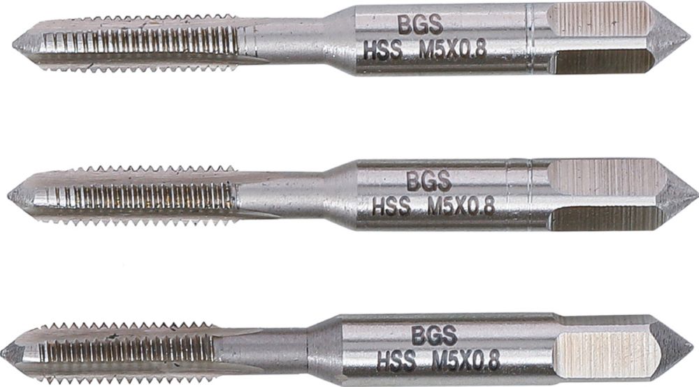 Produktbild Gewindebohrer Satz Vor- Mittel- und Fertigschneider HSS-G M5 x 0,8 3 teilig bild 3
