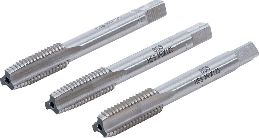 Produktbild BGS Gewindebohrer Satz Vor- Mittel- und Fertigschneider HSS-G M8 x 1,25 3 teilig