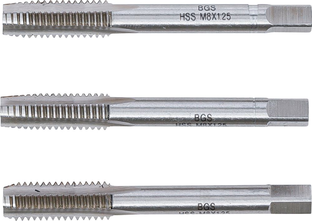 Produktbild Gewindebohrer Satz Vor- Mittel- und Fertigschneider HSS-G M8 x 1,25 3 teilig bild 3