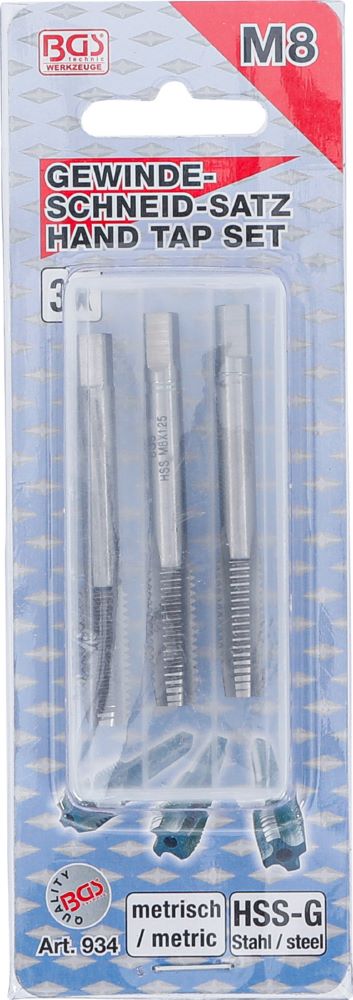 Produktbild Gewindebohrer Satz Vor- Mittel- und Fertigschneider HSS-G M8 x 1,25 3 teilig bild 4