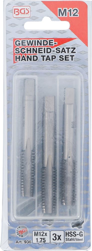 Produktbild Gewindebohrer Satz Vor- Mittel- und Fertigschneider HSS-G M12 x 1,75 3 teilig bild 4