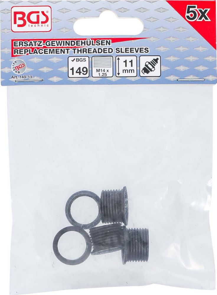 Produktbild BGS Gewindehülsen 11 mm M14 x 1.25 5 teilig bild 4
