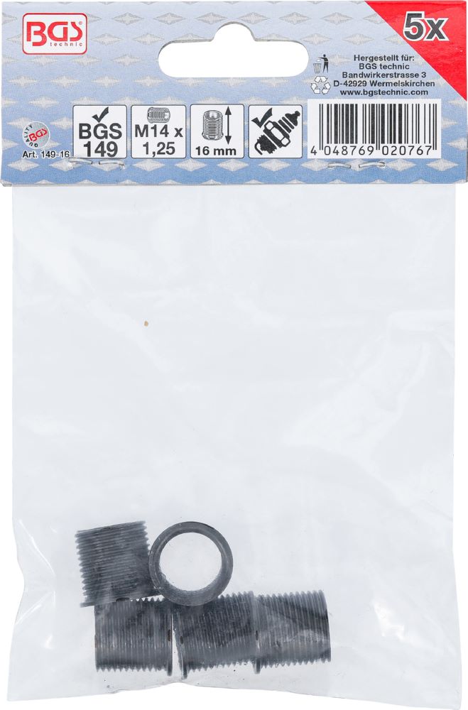 Produktbild BGS Gewindehülsen 16 mm M14 x 1.25 5 teilig bild 3