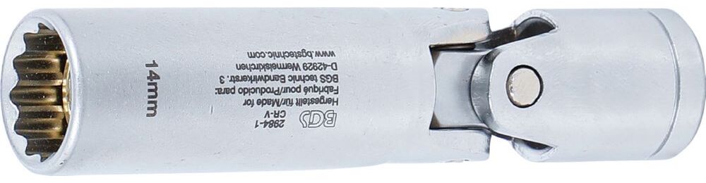 Produktbild BGS Glühkerzen Gelenk Einsatz Zwölfkant Antrieb Innenvierkant 10 mm 3/8 Zoll 14mm bild 2