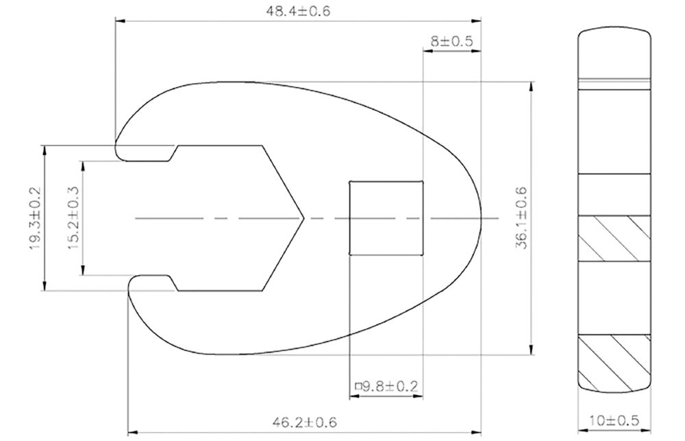 Produktbild BGS Hahnenfußschlüssel Innenvierkant 10 mm 3/8 Zoll 19 mm bild 3