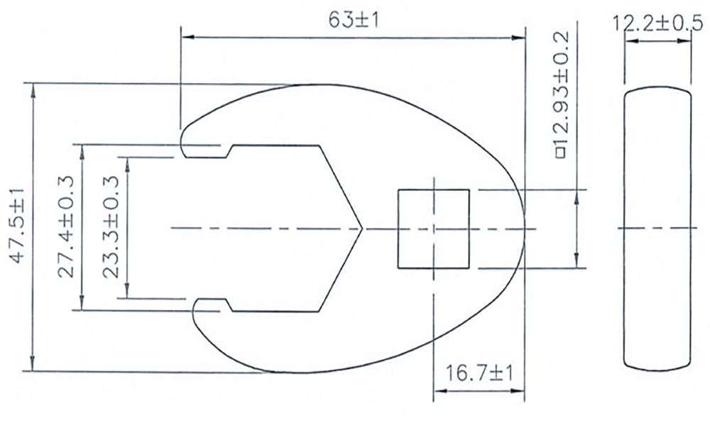 Produktbild BGS Hahnenfußschlüssel Innenvierkant 12,5 mm 1/2 Zoll 27 mm bild 2