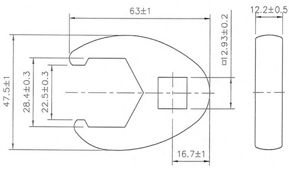Produktbild BGS Hahnenfußschlüssel Innenvierkant 12,5 mm 1/2 Zoll 28 mm bild 2