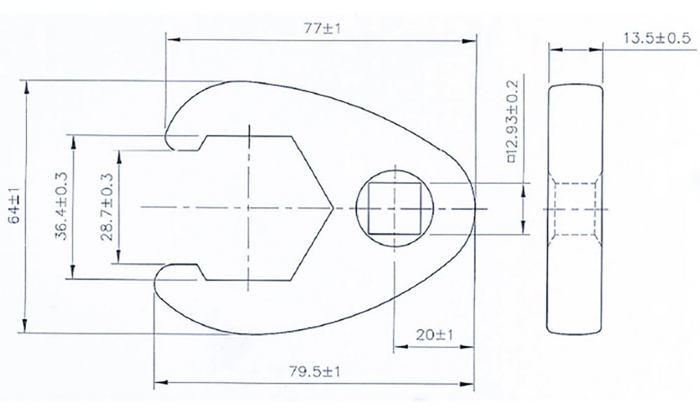 Produktbild BGS Hahnenfußschlüssel Innenvierkant 12,5 mm 1/2 Zoll 36 mm bild 2