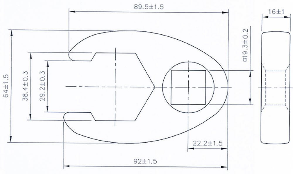 Produktbild BGS Hahnenfußschlüssel Innenvierkant 20 mm 3/4 Zoll 38 mm bild 2