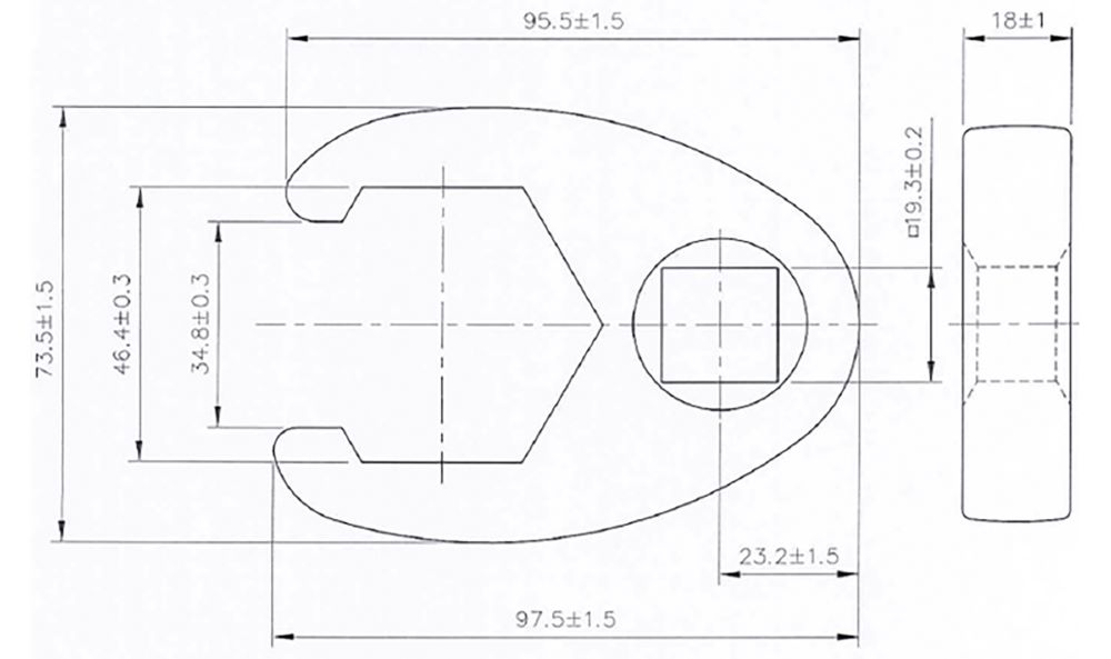 Produktbild BGS Hahnenfußschlüssel Innenvierkant 20 mm 3/4 Zoll 46 mm bild 2