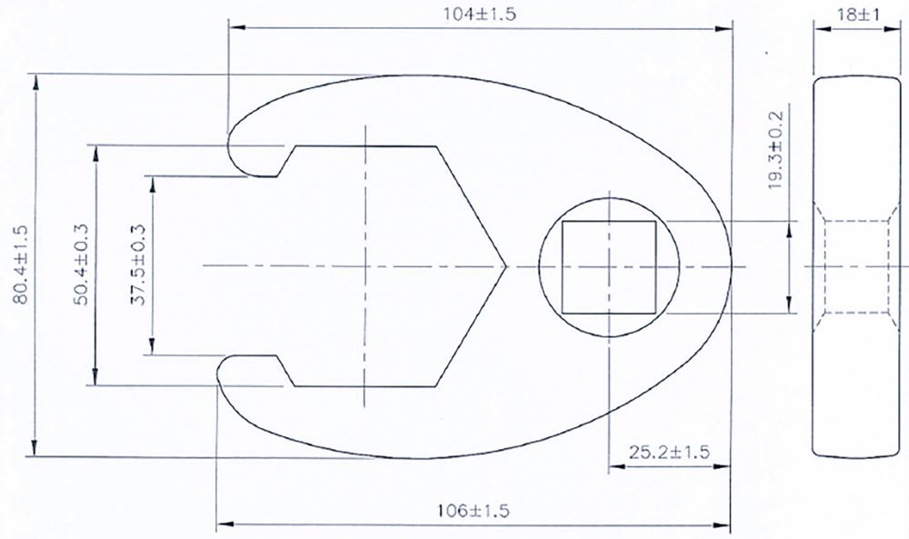 Produktbild BGS Hahnenfußschlüssel Innenvierkant 20 mm 3/4 Zoll 50 mm bild 2