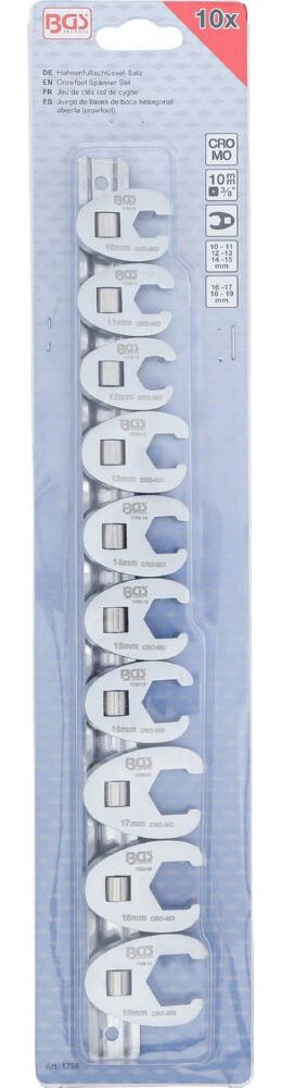 Produktbild BGS Hahnenfußschlüssel Satz Innenvierkant 10 mm 3/8 Zoll 10 - 19 mm 10 teilig bild 3