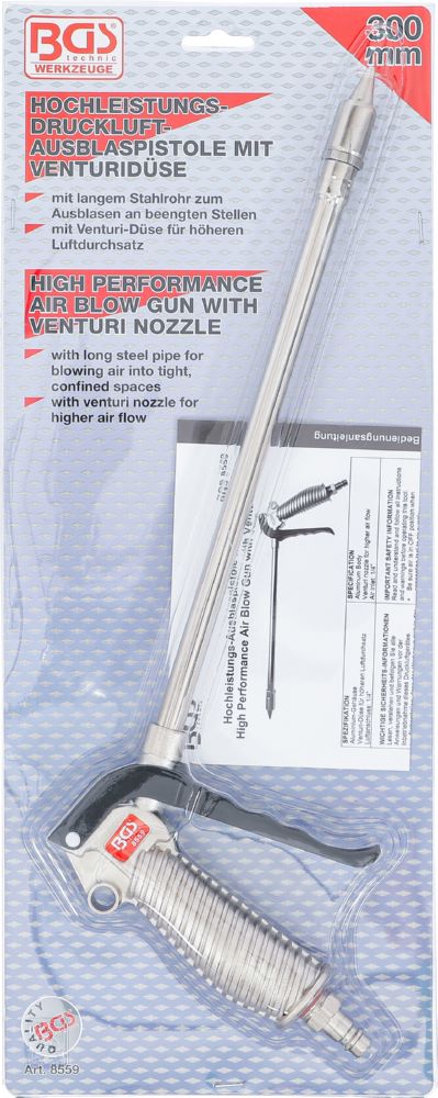 Produktbild BGS Hochleistungs Druckluft Ausblaspistole mit Venturidüse 290 mm bild 6