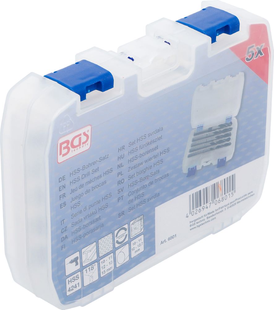 Produktbild BGS HSS Bohrer Satz 10 - 11 - 12 - 13 - 15 mm 5 teilig bild 5