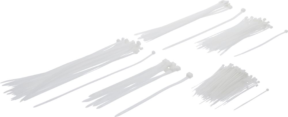 Produktbild BGS Kabelbinder Sortiment weiß verschiedene Größen 250 teilig