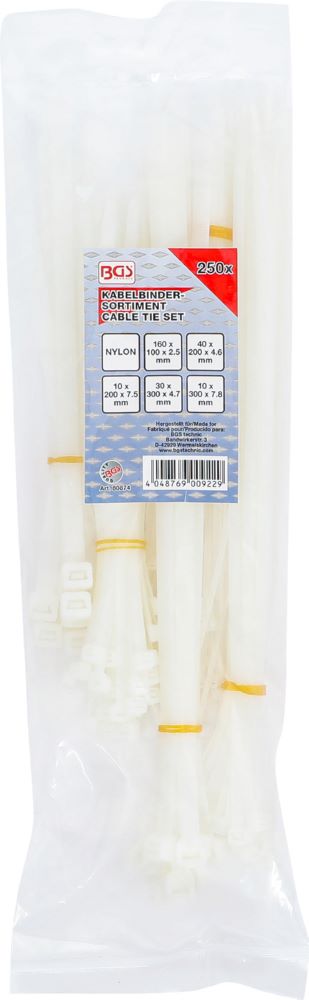 Produktbild Kabelbinder Sortiment weiß verschiedene Größen 250 teilig bild 3