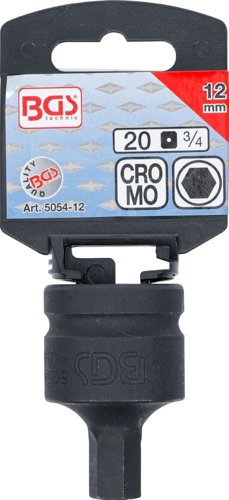 Produktbild Kraft Bit Innensechskant 12 mm Einsatz Länge 55 mm Antrieb Innenvierkant 20 mm bild 2