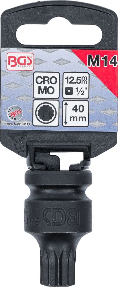 Produktbild Kraft Bit Innenvielzahn M14 Einsatz Länge 42 mm Antrieb Innenvierkant 12,5 mm bild 2